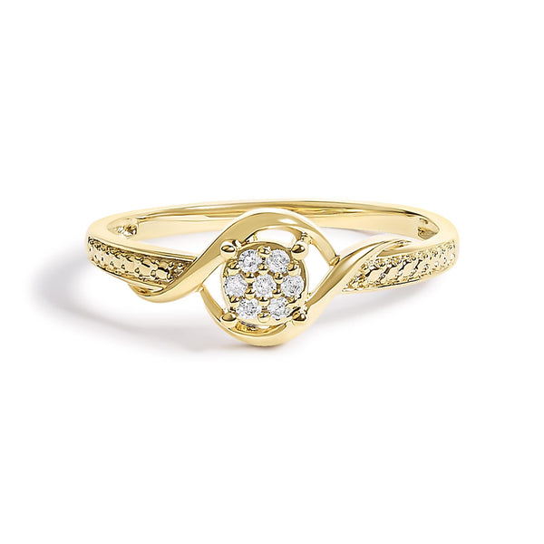 Diamond Cluster Twisted Promise Ring in 10K Yellow Gold, photo 1