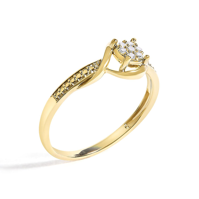 Diamond Cluster Twisted Promise Ring in 10K Yellow Gold, photo 4