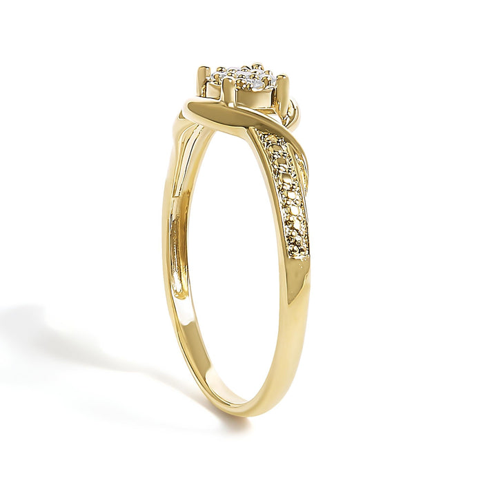 Diamond Cluster Twisted Promise Ring in 10K Yellow Gold, photo 5