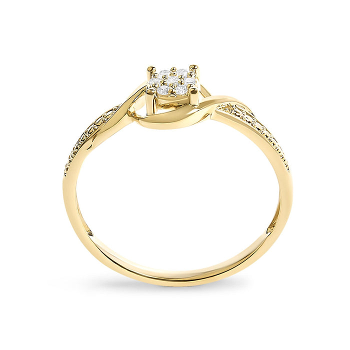 Diamond Cluster Twisted Promise Ring in 10K Yellow Gold, photo 6