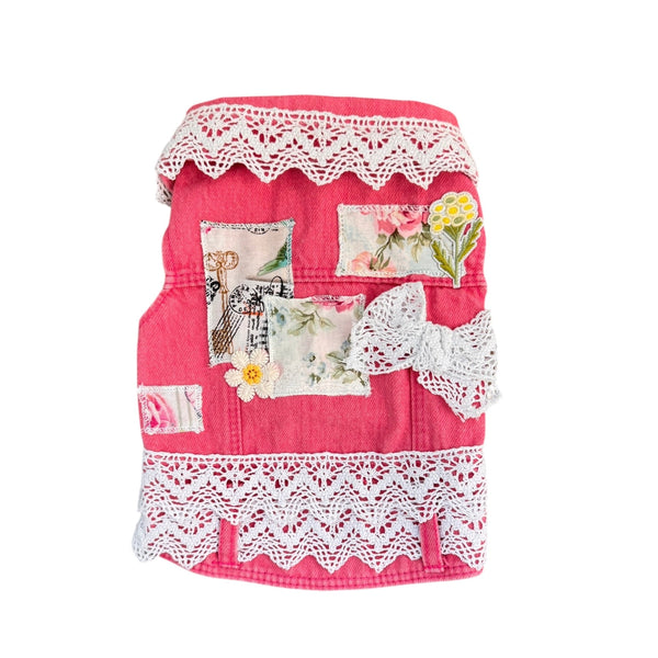 Pink Vest with Floral Patchwork / Lace Trim, photo 1