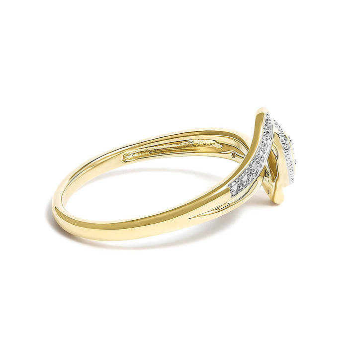 Anillo de promesa de corazón de filigrana con detalle de diamante en oro amarillo de 10K, foto 2