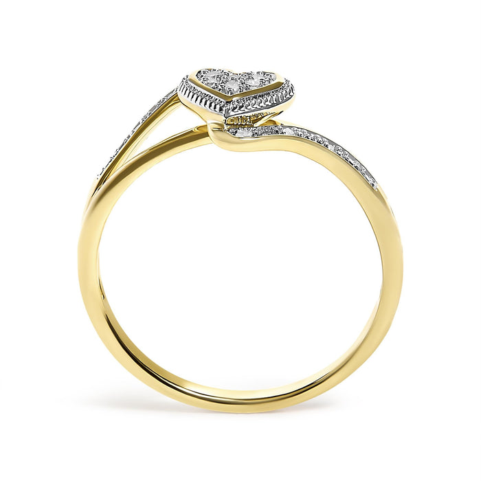 Anillo de promesa de corazón de filigrana con detalle de diamante en oro amarillo de 10K, foto 6