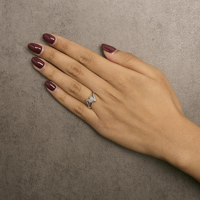 Anillo de promesa de corazón de filigrana con detalle de diamante en oro amarillo de 10K, foto 3