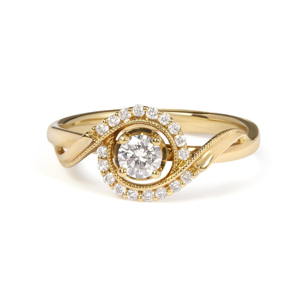 1/3 Ct. T.W. Diamond Solitaire and Halo Swirl Engagement Ring in 14K Yellow Gold, photo 1