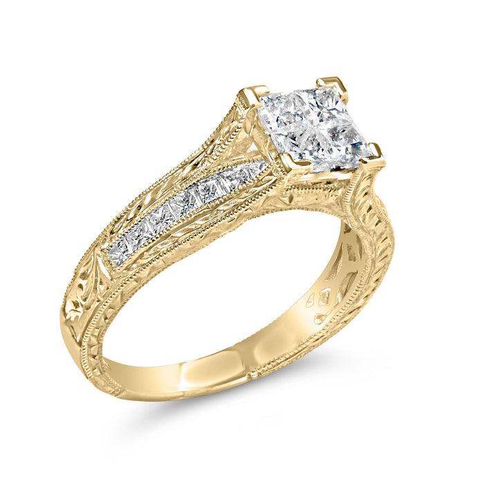 1 Ct. T.W. Princess Composite Diamond Engagement Ring in 14K Yellow Gold, photo 4