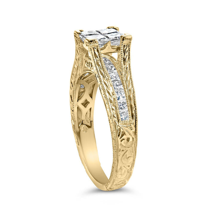 1 Ct. T.W. Princess Composite Diamond Engagement Ring in 14K Yellow Gold, photo 5