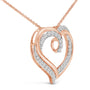 Collar con colgante de corazón calado con diamantes de 1/2 ct. p.t. en plata de ley bañada en oro rosa de 14K, foto 4