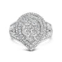 Anillo de racimo con triple halo en forma de pera con diamantes de 1 ct. p.t. en plata de ley, foto 1