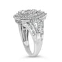 Anillo de racimo con triple halo en forma de pera con diamantes de 1 ct. p.t. en plata de ley, foto 5