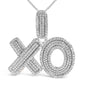 Collar con colgante XO pavé con diamantes de 1/4 ct. p.t. en plata de ley, foto 2