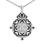 Collar con colgante de medallón ornamentado con diamantes de 3/4 ct. p.t. en plata de ley bañada en rodio negro, foto 2