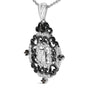 Collar con colgante de medallón ornamentado con diamantes de 3/4 ct. p.t. en plata de ley bañada en rodio negro, foto 4