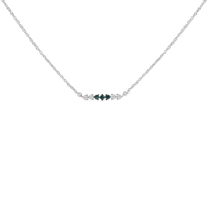 Collar de barra de 6 piedras con diamantes azules tratados y blancos de 1/5 ct. p.t. en plata de ley, foto 1