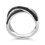 Anillo bypass cruzado con diamantes negros y azules tratados de 1/2 ct. p.t. en plata de ley, foto 6