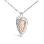 Collar con colgante de corazón bicolor con diamantes de 1/5 ct. p.t. en plata de ley bañada en oro rosa de 10K, foto 4