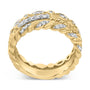 Conjunto de anillos apilables de hoja con diamantes de 1/4 ct. p.t. en plata de ley bañada en oro amarillo de 14K, foto 6