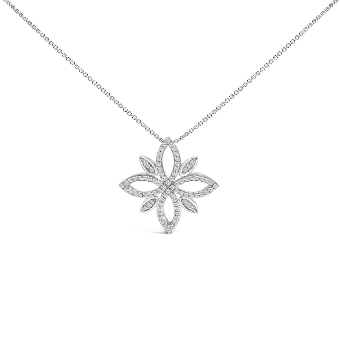 Collar con colgante de cruz floral con diamantes de 1/2 ct. p.t. en plata de ley, foto 1