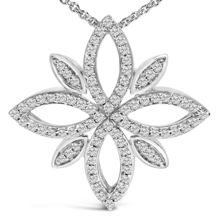 Collar con colgante de cruz floral con diamantes de 1/2 ct. p.t. en plata de ley, foto 2