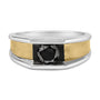 Anillo de banda para hombre con diamantes negros tratados de 1 ct. p.t. en plata de ley bañada en oro amarillo de 14K, foto 1