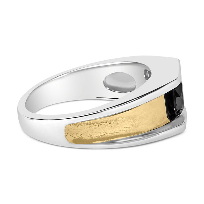 Anillo de banda para hombre con diamantes negros tratados de 1 ct. p.t. en plata de ley bañada en oro amarillo de 14K, foto 2