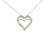 Collar con colgante de doble corazón con diamantes de 1 ct. p.t. en plata de ley bañada en oro amarillo de 14K, foto 1