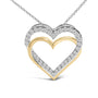 Collar con colgante de doble corazón con diamantes de 1 ct. p.t. en plata de ley bañada en oro amarillo de 14K, foto 2
