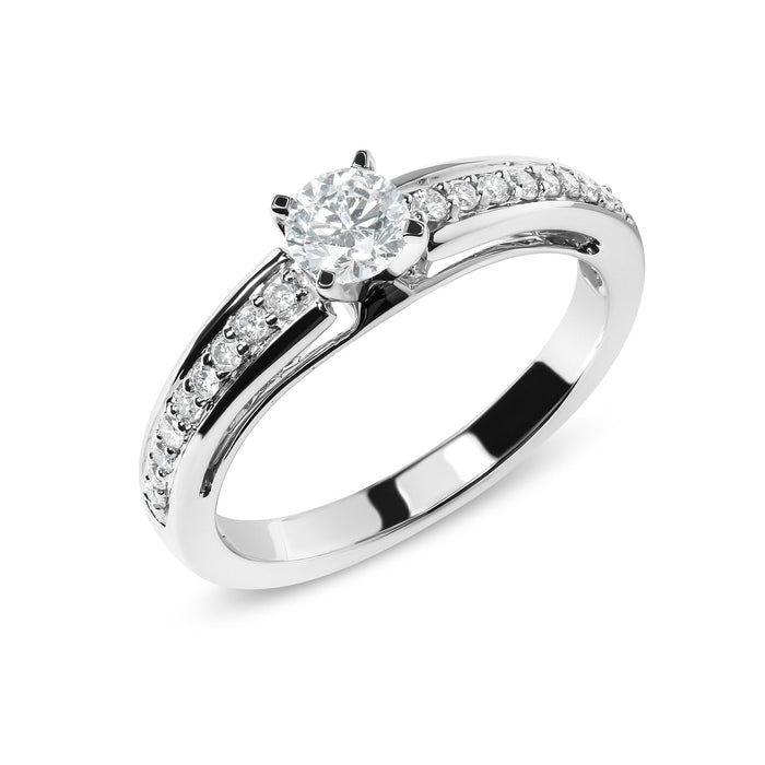 1/2 Ct. T.W. Diamond Solitaire Pavé-Set Engagement Ring in 14K White Gold, photo 4