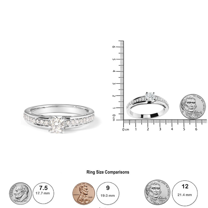 1/2 Ct. T.W. Diamond Solitaire Pavé-Set Engagement Ring in 14K White Gold, photo 5