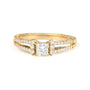 Anillo de compromiso de brazo dividido y milgrain con diamantes princesa de 5/8 ct. p.t. en oro amarillo de 14K, foto 4