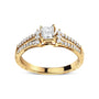 Anillo de compromiso de brazo dividido y milgrain con diamantes princesa de 5/8 ct. p.t. en oro amarillo de 14K, foto 1