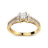 5/8 Ct. T.W. Diamond Princess Diamond Split Shank and Milgrain Engagement Ring in 14K Yellow Gold