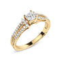 Anillo de compromiso de brazo dividido y milgrain con diamantes princesa de 5/8 ct. p.t. en oro amarillo de 14K, foto 2