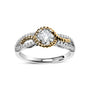Anillo de compromiso de brazo dividido y halo de cuentas con diamantes de 3/8 ct. p.t. en oro de dos tonos de 14K, foto 2