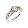 Anillo de compromiso de brazo dividido y halo de cuentas con diamantes de 3/8 ct. p.t. en oro de dos tonos de 14K, foto 4