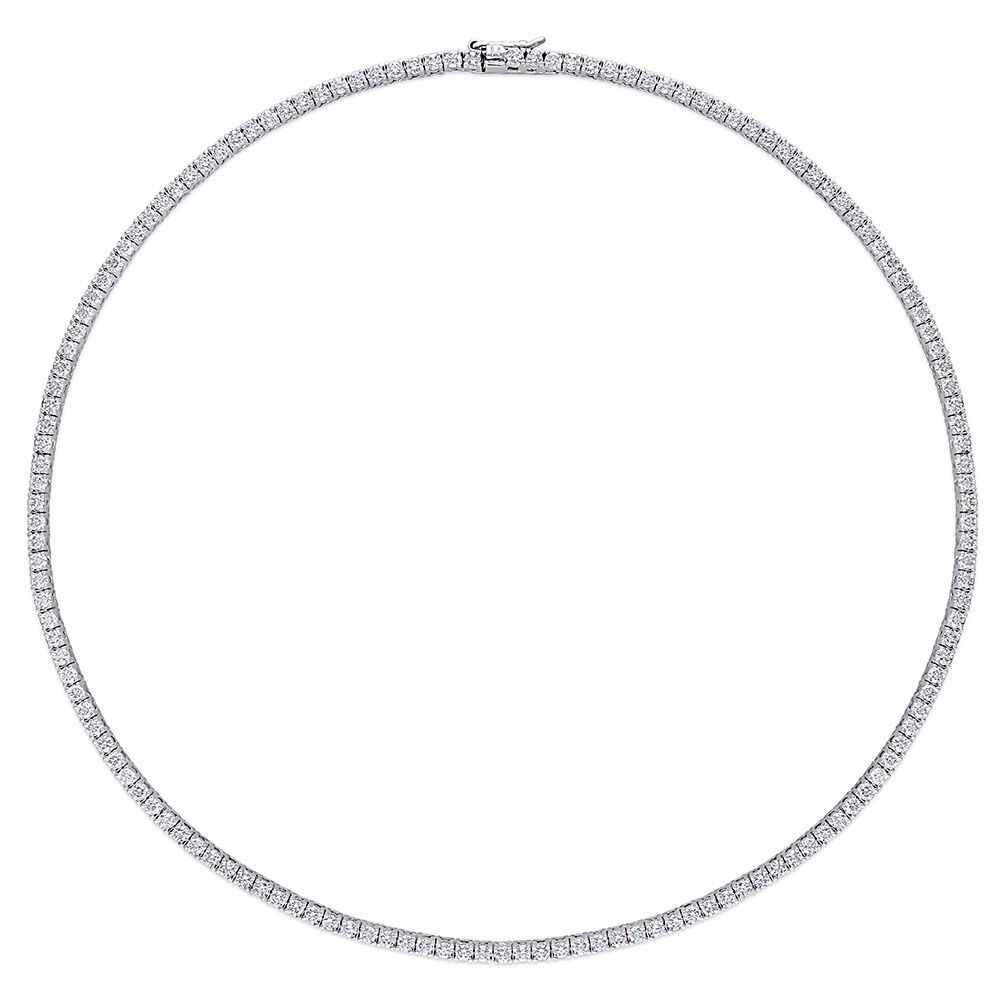 Collar tenis con zafiros blancos creados en laboratorio de 12.5 ct DEW, foto 2