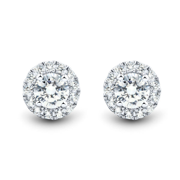 1 CTW Lab-Grown Diamond Halo Stud Earrings in 14K Gold, photo 2