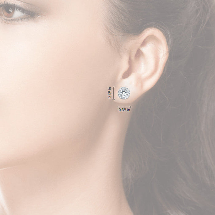 2 CTW Lab-Grown Diamond Halo Earrings in 14K Gold, photo 5