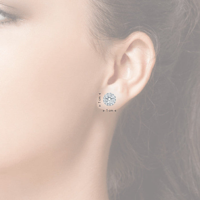 2 CTW Lab-Grown Diamond Halo Earrings in 14K Gold, photo 4