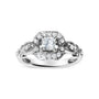 Anillo de compromiso estilo halo con aro tejido con diamantes de 3/4 ct. p.t. en oro blanco de 14K, foto 2