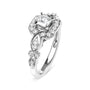 Anillo de compromiso estilo halo con aro tejido con diamantes de 3/4 ct. p.t. en oro blanco de 14K, foto 4