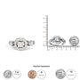 Anillo de compromiso estilo halo con aro tejido con diamantes de 3/4 ct. p.t. en oro blanco de 14K, foto 5