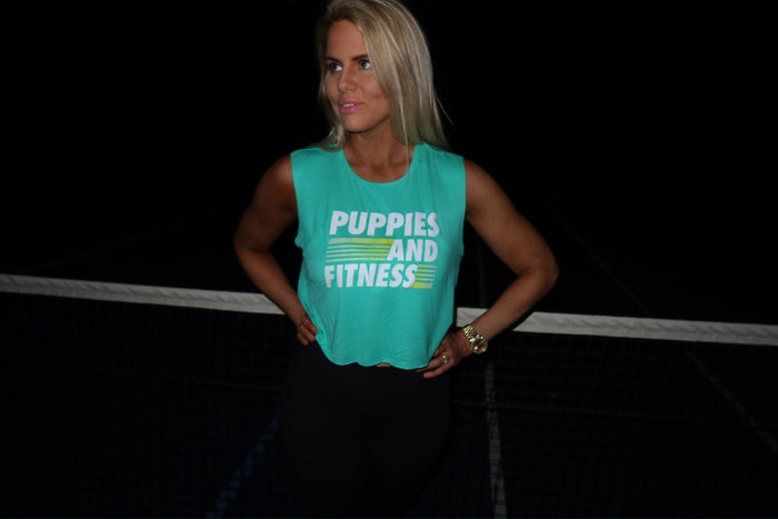 Puppies and Fitness Club Logo Crop Tank