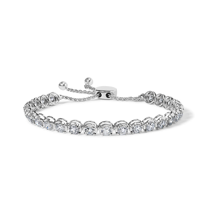 Pulsera tenis bolo ajustable con diamantes de 6 ct. p.t. en oro blanco de 14K, foto 1