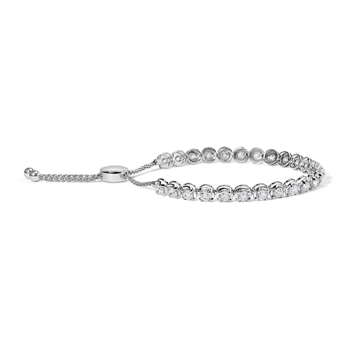 Pulsera tenis bolo ajustable con diamantes de 6 ct. p.t. en oro blanco de 14K, foto 2