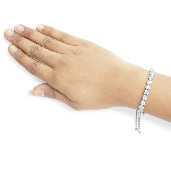 Pulsera tenis bolo ajustable con diamantes de 6 ct. p.t. en oro blanco de 14K, foto 3