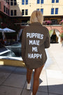 Puppies Make Me Happy Military Button-Up Shirt