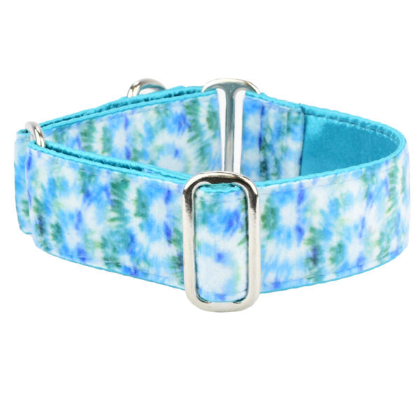 Teal Tie-Dye Swiss Velvet Martingale Dog Collar, photo 2