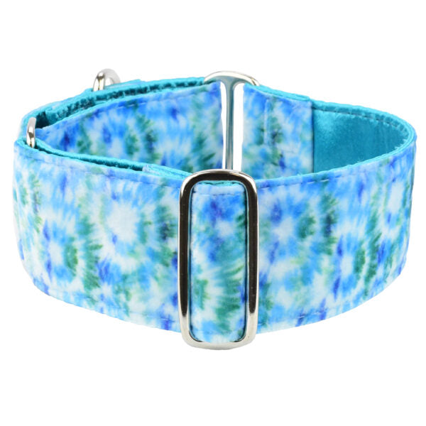 Teal Tie-Dye Swiss Velvet Martingale Dog Collar, photo 1
