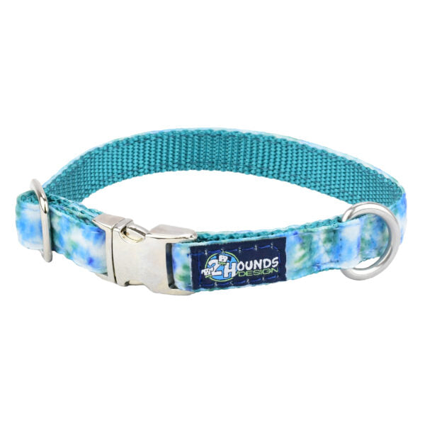 Teal Tie-Dye Velvet Essential Dog Collar, photo 2